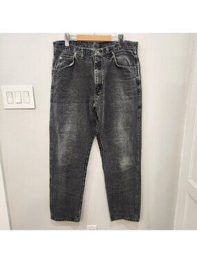 Vintage Wrangler Jeans Men 36x33 Black Straight Leg Tapered Denim Made in USA